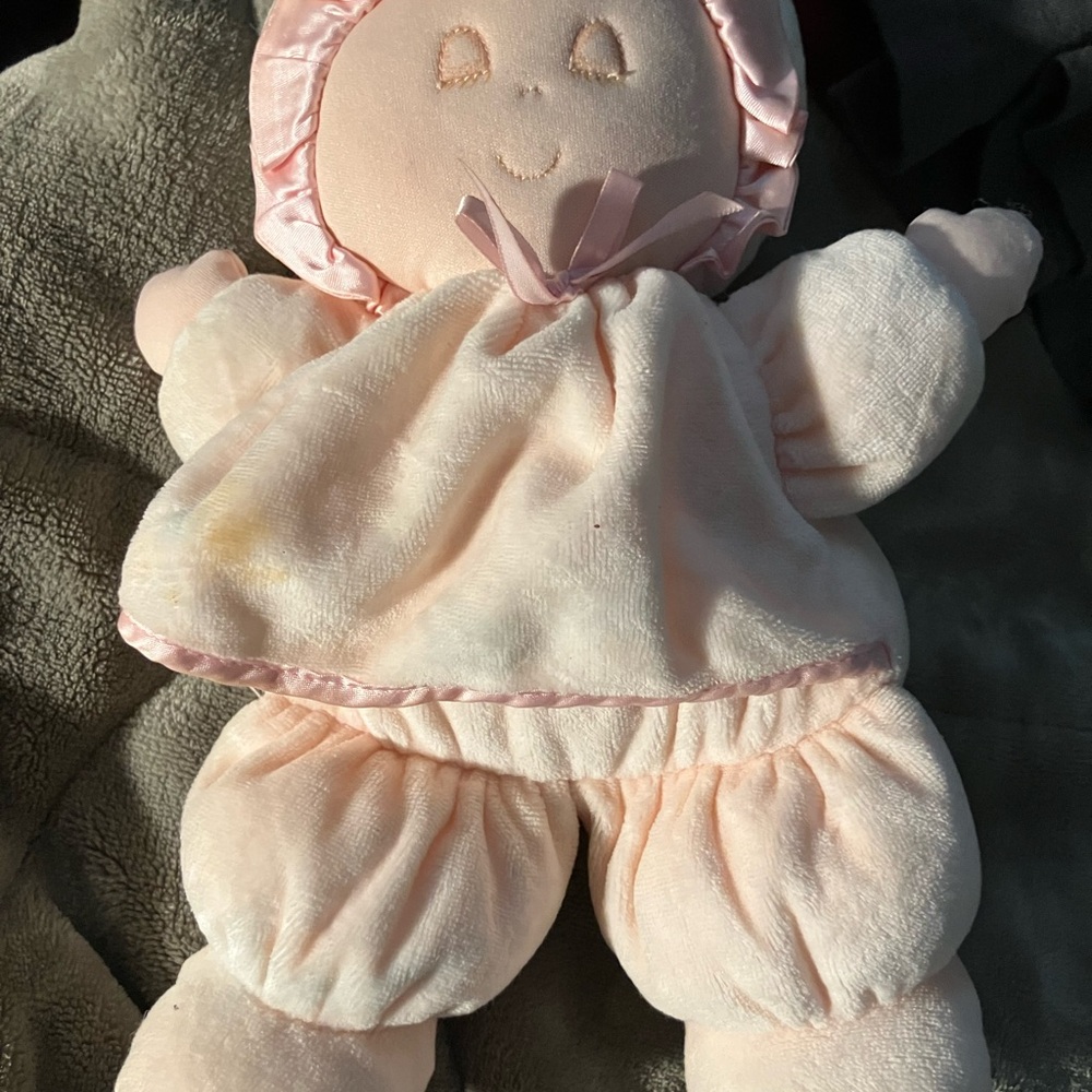 10" VINTAGE EDEN BLONDE BABY DOLL PINK STUFFED ANIMAL PLUSH TOY SATIN SOFT